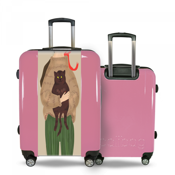 Suitcase Girl and cat