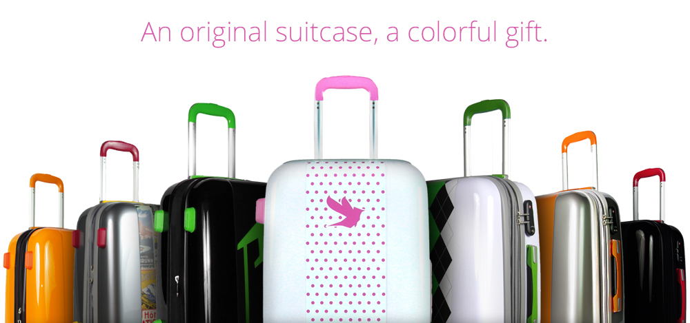 Une valise originale, pour un cadeau rempli de couleurs