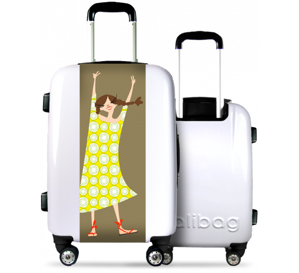 White Suitcase Happy Girl