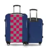 Valise Petit_damier_rouge_gris Bleu