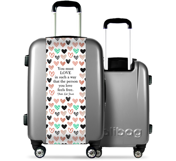 Grey Suitcase Multicolored Hearts