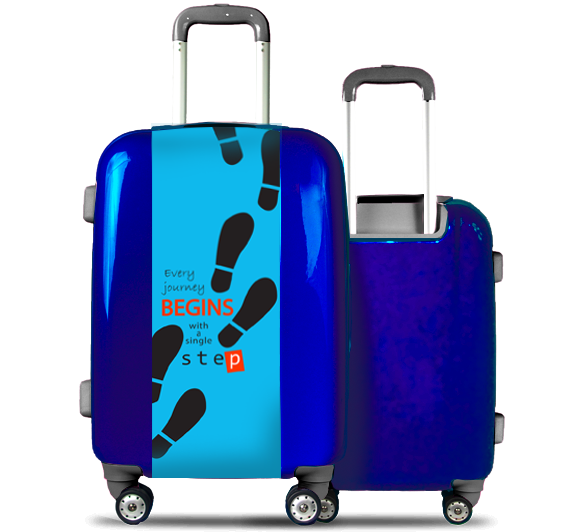 Blue Suitcase Footprints