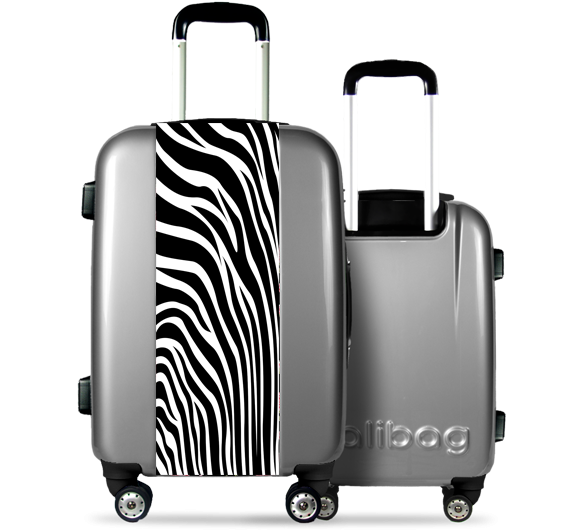 Grey Suitcase Zebra Stripes
