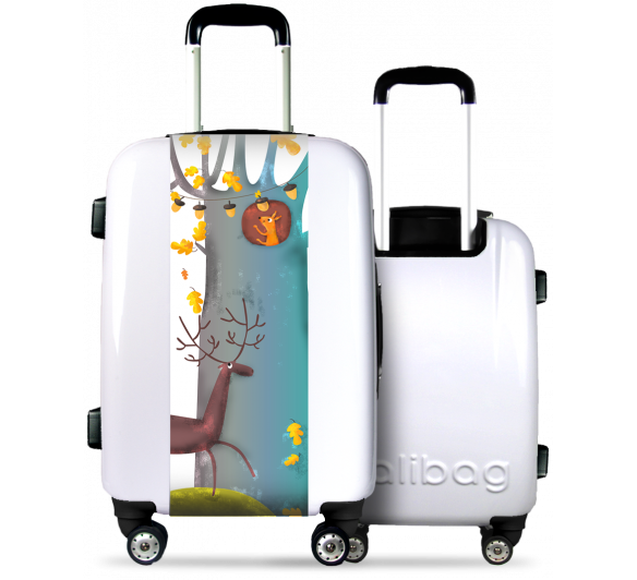 White Suitcase Funny Deer