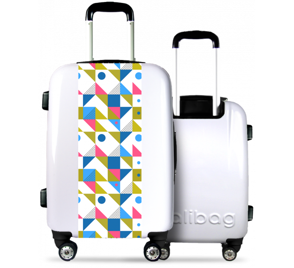 Xhite Suitcase Square Patterns