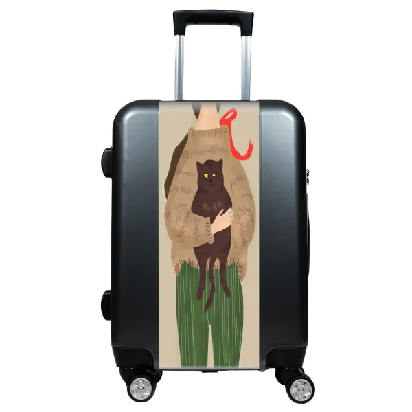 Suitcase Girl and cat