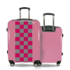 Valise Petit_damier_rouge_gris Rose