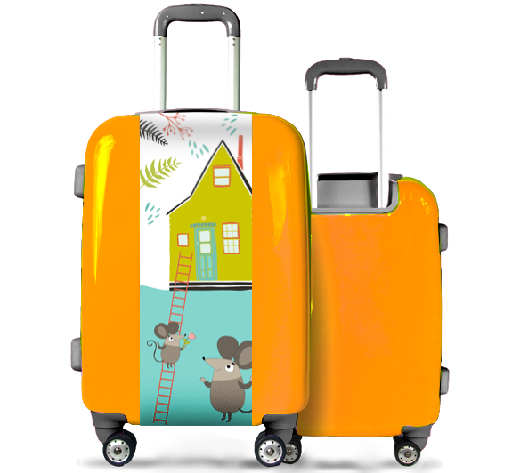 Orange Suitcase Funny Mice