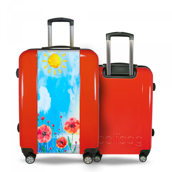 Suitcase red flowers