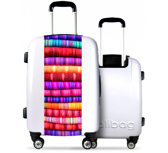 White Suitcase Multicolored Canvas