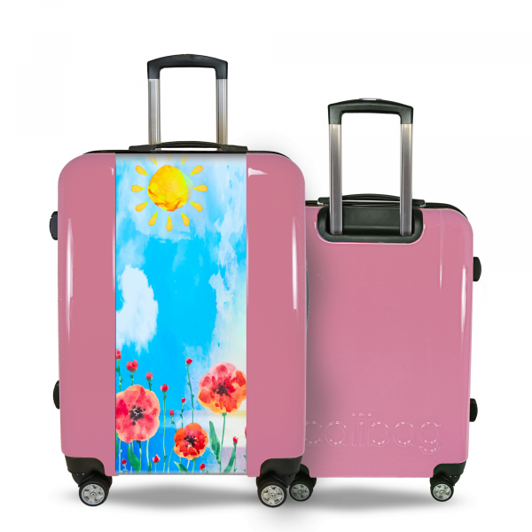 Suitcase red flowers