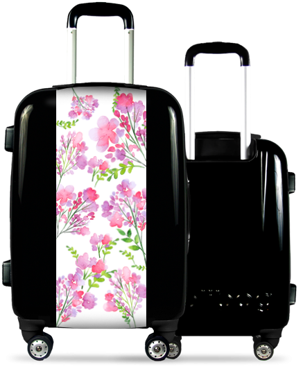 Black Suitcase Pink Flowers