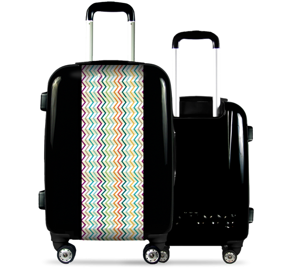 Black Suitcase Multicolored Lines