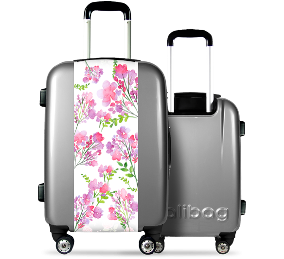 Grey Suitcase Pink Flowers