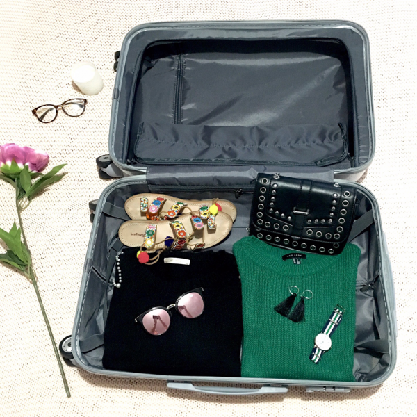 Suitcase red flowers