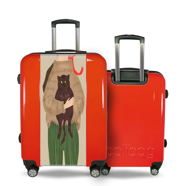 Suitcase Girl and cat