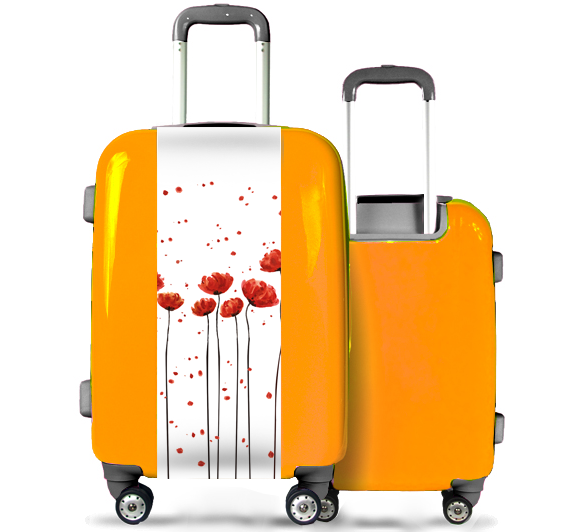 Orange Suitcase Big Poppies