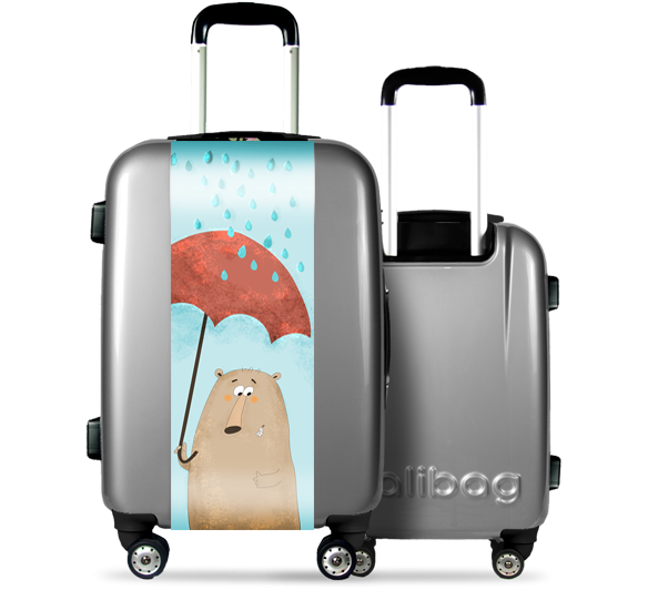 Grey Suitcase Funny Bear