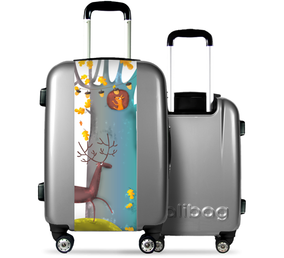 Grey Suitcase Funny Deer
