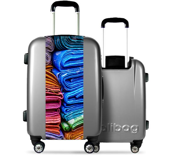Grey Suitcase Multicolored Fabrics