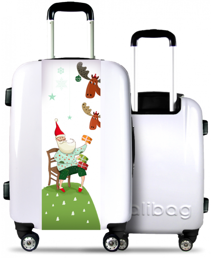 White Suitcase Happy Santa Claus
