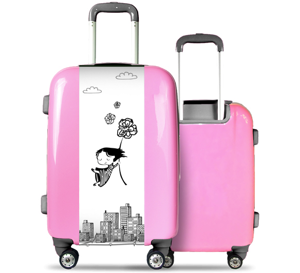 Pink Suitcase Flying Girl