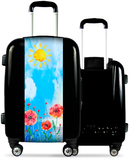 Black Suitcase Watercolor Poppies