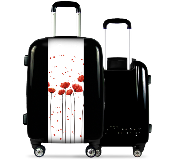 Black Suitcase Big Poppies
