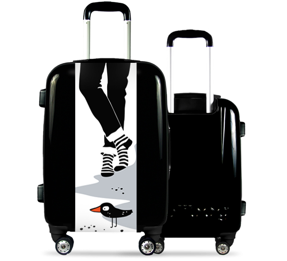 Black Suitcase Cute Bird