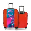 Valise Bulles Roses et bleues Rouge