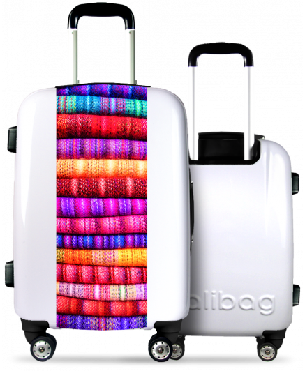 White Suitcase Multicolored Canvas